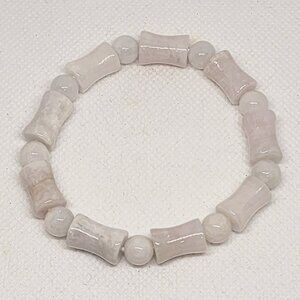 Natural Jade Bamboo styled stretch bracelet 150 tcw
